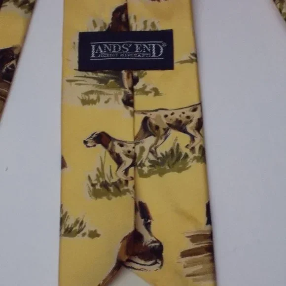 EUC, Pointer Hunting Dog Tie by Land' End From Puppy to Grown 100% Silk - Picture 4 of 6